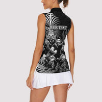 Personalized All Black Brothers Rugby Women Sleeveless Polo Shirt New Zealand Maori Haka DT02 - Polynesian Pride