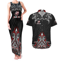 All Black NZL Rugby Champions Couples Matching Tank Maxi Dress and Hawaiian Shirt Maori Warrior DT02 Black - Polynesian Pride