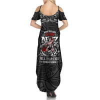 All Black NZL Rugby Champions Family Matching Summer Maxi Dress and Hawaiian Shirt Maori Warrior DT02 - Polynesian Pride