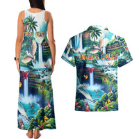 Wailua Falls Hawaii Couples Matching Tank Maxi Dress and Hawaiian Shirt Kauai Natural Beauty DT02 - Polynesian Pride