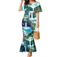 Wailua Falls Hawaii Family Matching Mermaid Dress and Hawaiian Shirt Kauai Natural Beauty DT02 Mom's Dress Art - Polynesian Pride