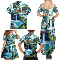Wailua Falls Hawaii Family Matching Summer Maxi Dress and Hawaiian Shirt Kauai Natural Beauty