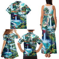Wailua Falls Hawaii Family Matching Tank Maxi Dress and Hawaiian Shirt Kauai Natural Beauty DT02 - Polynesian Pride
