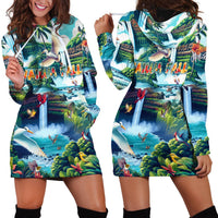 Wailua Falls Hawaii Hoodie Dress Kauai Natural Beauty DT02 - Polynesian Pride
