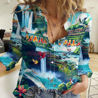 Wailua Falls Hawaii Women Casual Shirt Kauai Natural Beauty DT02 Female Art - Polynesian Pride