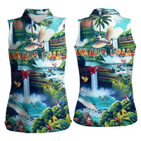 Wailua Falls Hawaii Women Sleeveless Polo Shirt Kauai Natural Beauty DT02 - Polynesian Pride