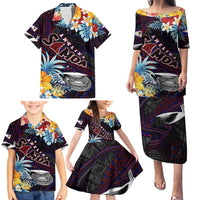Personalized Amelika Samoa Sharks Polynesia Family Matching Puletasi and Hawaiian Shirt American Samoa