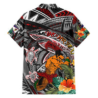 Personalized American Samoa Warrior Family Matching Long Sleeve Bodycon Dress and Hawaiian Shirt Shark Turtle Polynesian Tattoo DT02 - Polynesian Pride