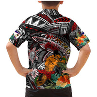 Personalized American Samoa Warrior Family Matching Mermaid Dress and Hawaiian Shirt Shark Turtle Polynesian Tattoo DT02 - Polynesian Pride