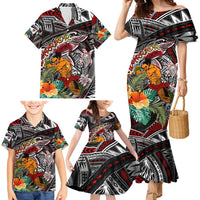 Personalized American Samoa Warrior Family Matching Mermaid Dress and Hawaiian Shirt Shark Turtle Polynesian Tattoo DT02 - Polynesian Pride