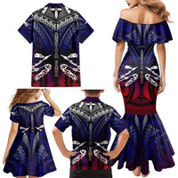 Personalized American Samoa Flag Family Matching Mermaid Dress and Hawaiian Shirt Eagles Polynesian Art DT02 - Polynesian Pride