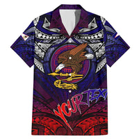 Personalized American Samoa Flag Family Matching Mermaid Dress and Hawaiian Shirt Eagles Polynesian Art DT02 Dad's Shirt - Short Sleeve Blue - Polynesian Pride