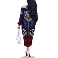 Personalized American Samoa Flag Family Matching Off The Shoulder Long Sleeve Dress and Hawaiian Shirt Eagles Polynesian Art DT02 - Polynesian Pride
