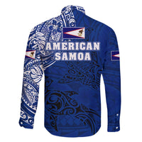 Sharks And American Samoa Family Matching Off Shoulder Short Dress and Hawaiian Shirt Simple Polynesian Blue DT02 - Polynesian Pride