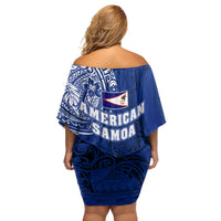 Sharks And American Samoa Family Matching Off Shoulder Short Dress and Hawaiian Shirt Simple Polynesian Blue DT02 - Polynesian Pride