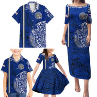 Sharks And American Samoa Family Matching Puletasi and Hawaiian Shirt Simple Polynesian Blue DT02 - Polynesian Pride