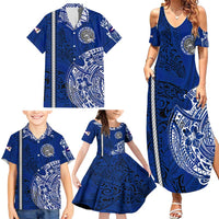 Sharks And American Samoa Family Matching Summer Maxi Dress and Hawaiian Shirt Simple Polynesian Blue DT02 - Polynesian Pride