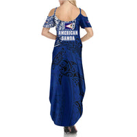 Sharks And American Samoa Family Matching Summer Maxi Dress and Hawaiian Shirt Simple Polynesian Blue DT02 - Polynesian Pride