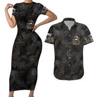 Personalized Shaka Girls America Samoa Couples Matching Short Sleeve Bodycon Dress and Hawaiian Shirt Tropical Flowers Vintage DT02 Black - Polynesian Pride