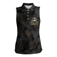 Personalized Shaka Girls America Samoa Women Sleeveless Polo Shirt Tropical Flowers Vintage DT02 Female Black - Polynesian Pride