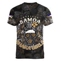 Personalized Shaka Girls America Samoa Women V-Neck T-Shirt Tropical Flowers Vintage DT02 - Polynesian Pride