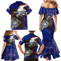 American Samoa Family Matching Mermaid Dress and Hawaiian Shirt Brave Eagle Flag Color DT02 - Polynesian Pride