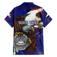 American Samoa Family Matching Off The Shoulder Long Sleeve Dress and Hawaiian Shirt Brave Eagle Flag Color DT02 - Polynesian Pride