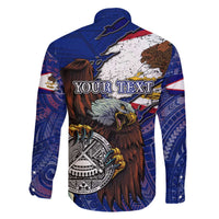 American Samoa Family Matching Off The Shoulder Long Sleeve Dress and Hawaiian Shirt Brave Eagle Flag Color DT02 - Polynesian Pride