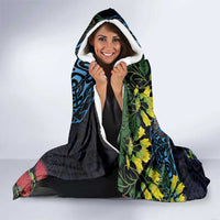 New Zealand Tui Bird Hooded Blanket Maori Koru Mix Pohutukawa DT04 - Polynesian Pride