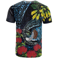 New Zealand Tui Bird T Shirt Maori Koru Mix Pohutukawa DT04 - Polynesian Pride