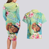 Personalised Hawaii Father's Day Couples Matching Long Sleeve Bodycon Dress and Hawaiian Shirt Happy Father And Child DT04 - Polynesian Pride