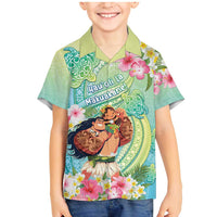 Personalised Hawaii Father's Day Family Matching Mermaid Dress and Hawaiian Shirt Happy Father And Child DT04 Son's Shirt Green - Polynesian Pride