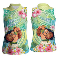 Personalised Hawaii Father's Day Women Sleeveless Polo Shirt Happy Father And Child DT04 - Polynesian Pride
