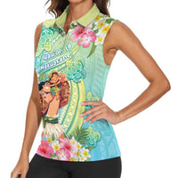 Personalised Hawaii Father's Day Women Sleeveless Polo Shirt Happy Father And Child DT04 - Polynesian Pride