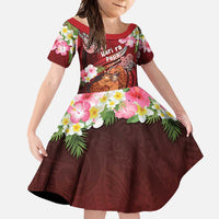 Personalised New Zealand Father's Day Family Matching Off Shoulder Maxi Dress and Hawaiian Shirt Happy Father And Child DT04 Daughter's Dress Red - Polynesian Pride