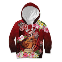 Personalised New Zealand Father's Day Kid Hoodie Happy Father And Child DT04 Hoodie Red - Polynesian Pride