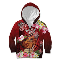 Personalised New Zealand Father's Day Kid Hoodie Happy Father And Child DT04 Zip Hoodie Red - Polynesian Pride