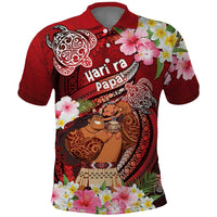 Personalised New Zealand Father's Day Polo Shirt Happy Father And Child DT04 Red - Polynesian Pride