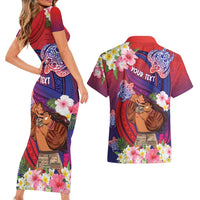Personalised Samoa Father's Day Couples Matching Short Sleeve Bodycon Dress and Hawaiian Shirt Happy Father And Child DT04 - Polynesian Pride