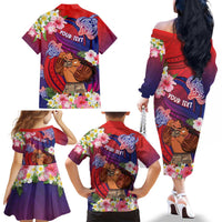 Personalised Samoa Father's Day Family Matching Off The Shoulder Long Sleeve Dress and Hawaiian Shirt Happy Father And Child DT04 - Polynesian Pride