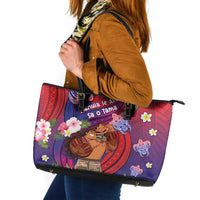 Samoa Father's Day Leather Tote Bag Happy Father And Child