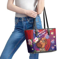 Samoa Father's Day Leather Tote Bag Happy Father And Child