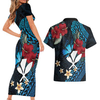 Hawaii Butterfly Couples Matching Short Sleeve Bodycon Dress and Hawaiian Shirt Kanaka Maoli Mix Hibiscus DT04 - Polynesian Pride