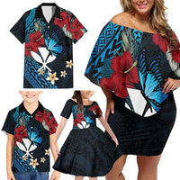Hawaii Butterfly Family Matching Off Shoulder Short Dress and Hawaiian Shirt Kanaka Maoli Mix Hibiscus DT04 - Polynesian Pride