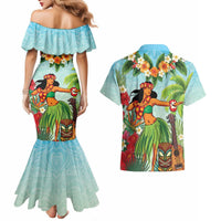 Hawaii Lei Day Couples Matching Mermaid Dress and Hawaiian Shirt Hula Girl With Tropical Forest DT04 - Polynesian Pride