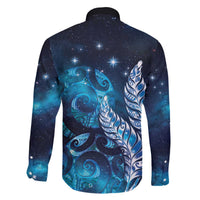 New Zealand Matariki Family Matching Off The Shoulder Long Sleeve Dress and Hawaiian Shirt Maori Koru Mix Silver Fern DT04 - Polynesian Pride