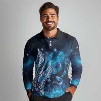 New Zealand Matariki Long Sleeve Polo Shirt Maori Koru Mix Silver Fern DT04 - Polynesian Pride