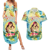Personalised Hawaii Mother's Day Couples Matching Summer Maxi Dress and Hawaiian Shirt I Love You Mom DT04 Yellow - Polynesian Pride