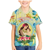 Personalised Hawaii Mother's Day Family Matching Mermaid Dress and Hawaiian Shirt I Love You Mom DT04 Son's Shirt Yellow - Polynesian Pride