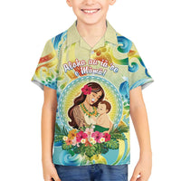 Personalised Hawaii Mother's Day Family Matching Off Shoulder Short Dress and Hawaiian Shirt I Love You Mom DT04 Son's Shirt Yellow - Polynesian Pride